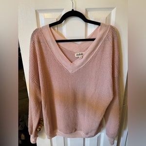 Pink waffle sweater size M